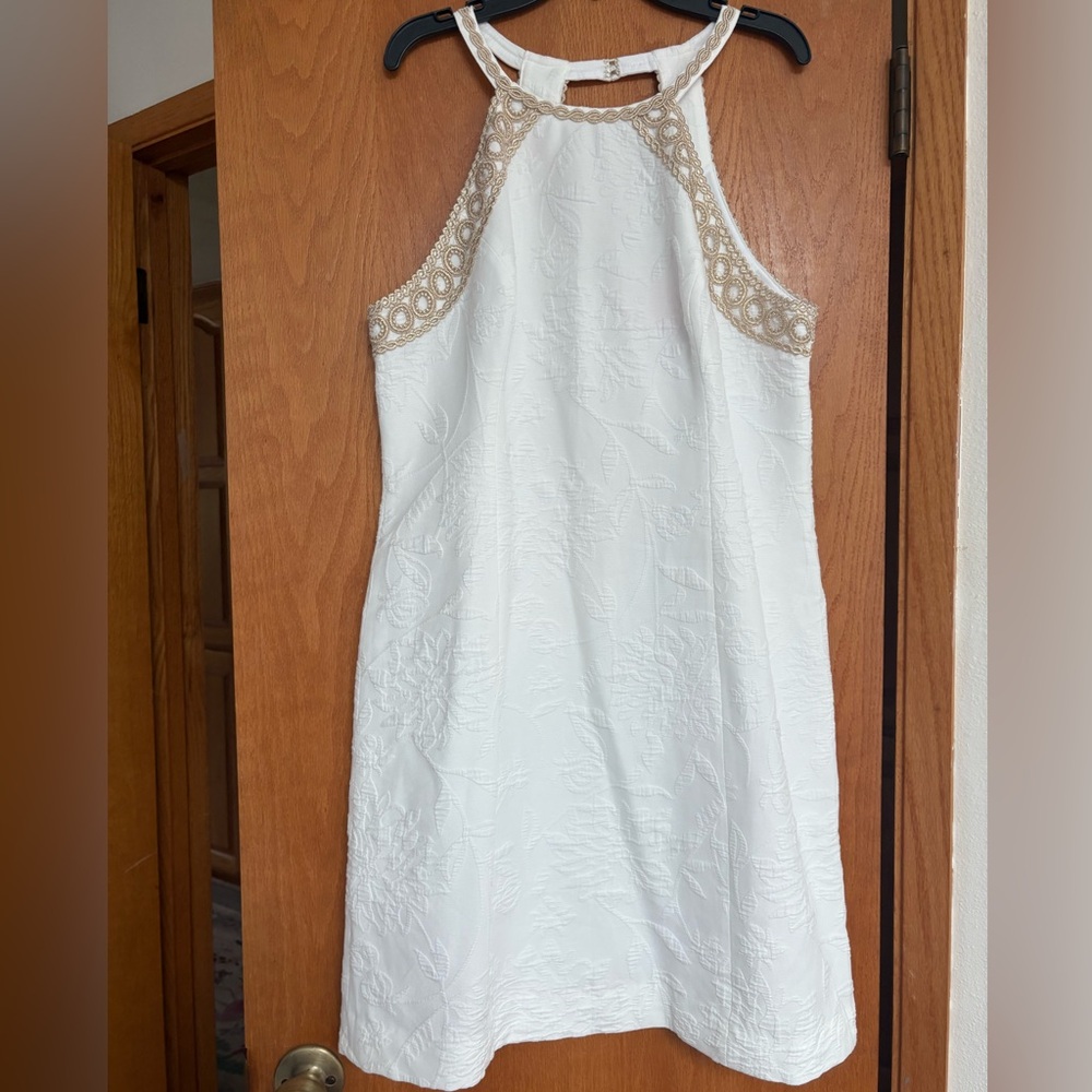 NWT Lilly Pulitzer Pearl stretch shift dress White Caliente Jacquard 12